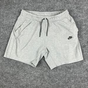 Nike Sweat Shorts Mens Size L Gray Fleece Athletic Drawstring Logo Casual Gym